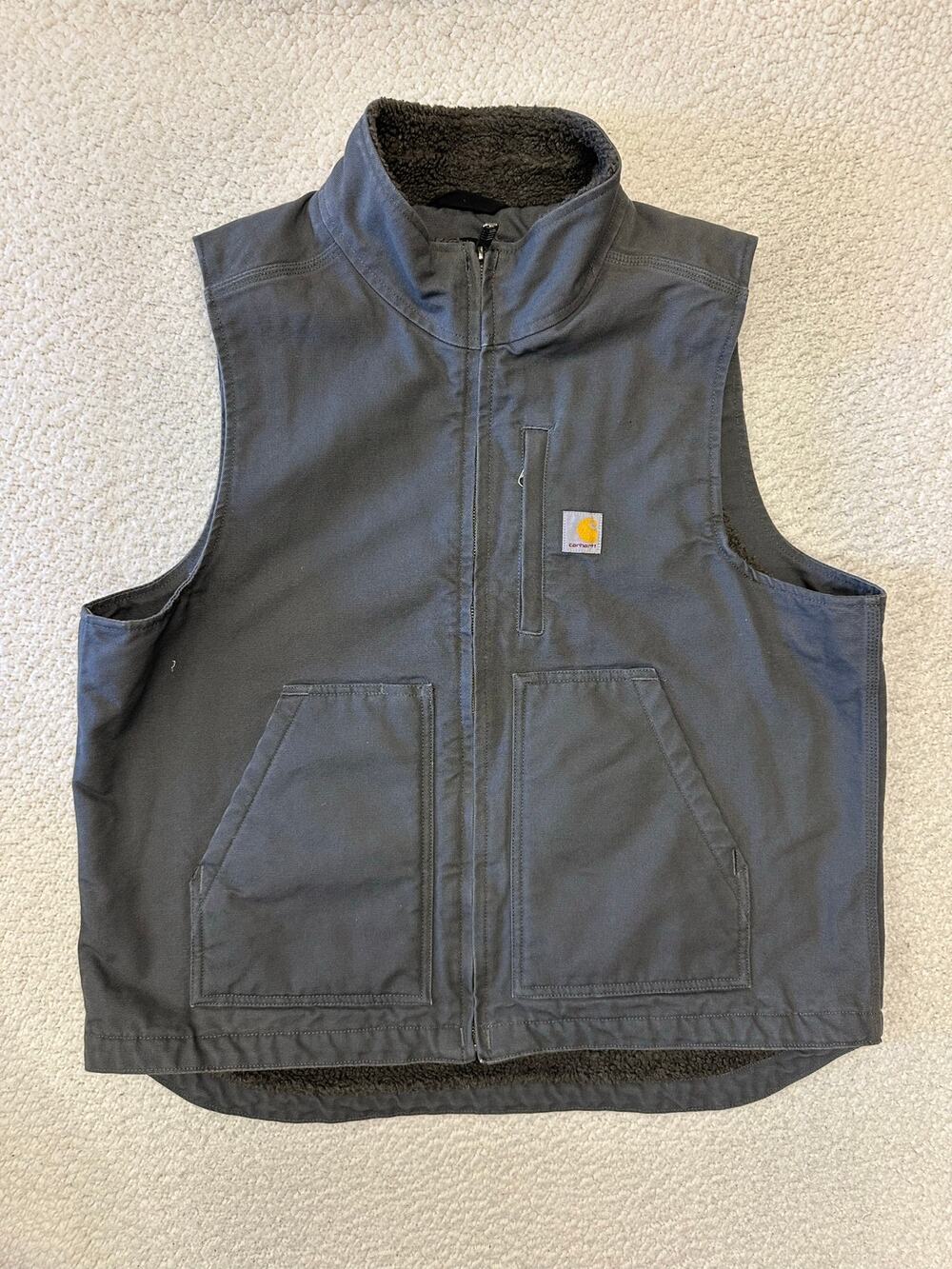 Carhartt Washed Duck Sherpa Lined Mock Neck Vest Large